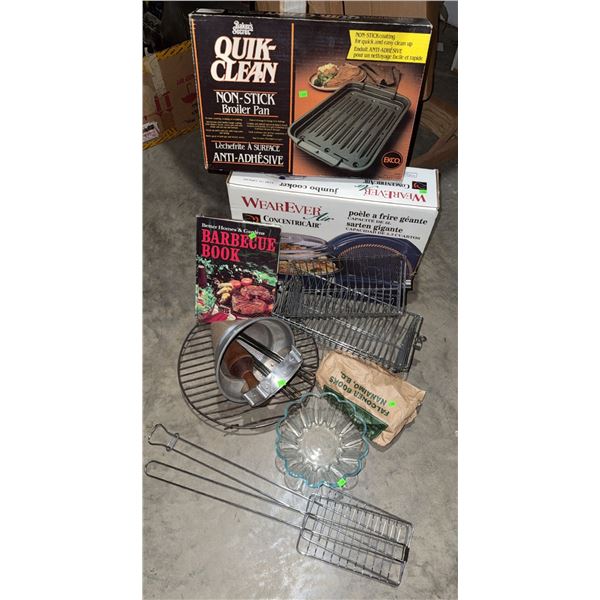 Brand New WearEver Frying Pan, Quik-Clean Broiler Pan, and Barbecue Accessories Assortment