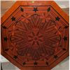 Image 4 : Octagonal Inlaid Tabletop Missing Legs and Leather Upholstered Wood Chair