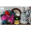 Image 4 : Milk Glass Wall Lamp, Solid Wood Jewellery Box, Noxzema Jar and Victorian Figurine