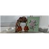 Image 1 : Decorative Items: Pair of Glass Table Lamp Bases, Art, Crystal Bowl, Hangers