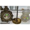 Image 4 : Vintage Lamp Parts with Frosted Glass Shades and Metal Fixtures