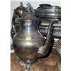 Image 2 : Silver Plated Tea Set with Tray, Teapot, Sugar Bowl, Creamer and Covered Serving Dish