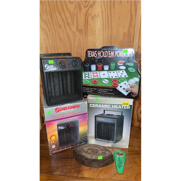Super Furnace PTC Ceramic Heaters, Poker Set, Cast Iron Iron, Bottle Opener Group