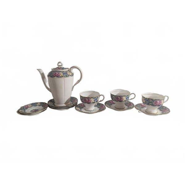 Paragon Spring Melody Bone China Tea Set with Teapot, 3 Cups and 3 Saucers