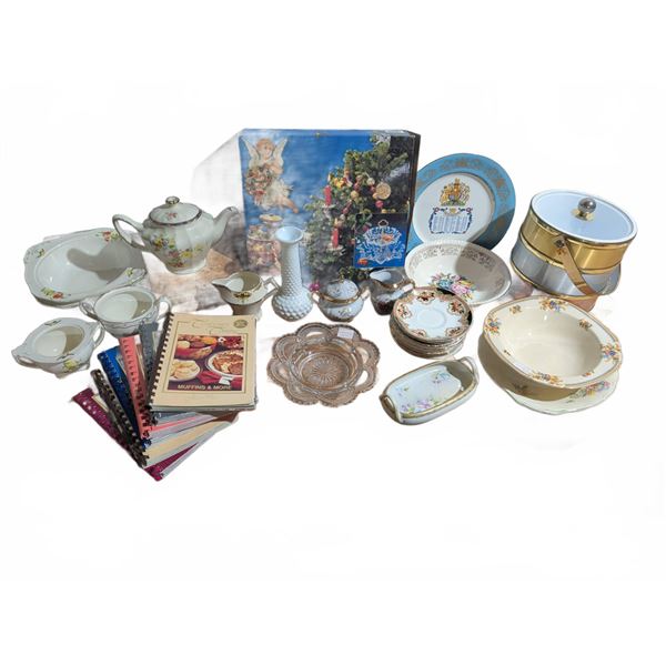 English, Canadian, and Japanese Pottery and China with Cookbooks and Glassware