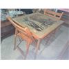 Image 2 : Folding Wooden Card Table with Winter Scene Print and Four Folding Wooden Chairs