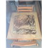 Image 3 : Folding Wooden Card Table with Winter Scene Print and Four Folding Wooden Chairs