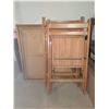 Image 4 : Folding Wooden Card Table with Winter Scene Print and Four Folding Wooden Chairs