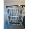 Image 2 : Brass and White Painted Metal Bed Frame with Ornate Fleur-de-Lis Detailing
