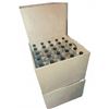 Image 1 : 48 Clear Glass Bottles with Black Caps in Wooden Storage Crates