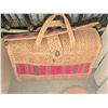 Image 3 : Vintage Wall Paper w/ Woven Straw Tote & 2 Straw Hats