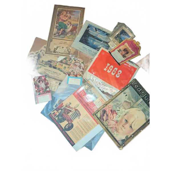 Vintage Advertising Calendars, Prints, and Ephemera Assorted Years