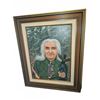 Image 1 : Framed Oil Painting of Elder Holding Carved Object by Elaine M. Budney