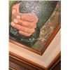 Image 2 : Framed Oil Painting of Elder Holding Carved Object by Elaine M. Budney