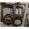 Image 1 : Antique Wooden Picture Frames Including Rectangular and Oval Examples