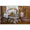 Image 1 : Avon Perfume Bottles, Brass Tray, Pink Bohemian Crystal Covered Dish, Czechoslovakia