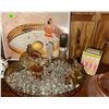 Image 6 : Avon Perfume Bottles, Brass Tray, Pink Bohemian Crystal Covered Dish, Czechoslovakia