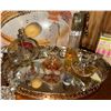 Image 7 : Avon Perfume Bottles, Brass Tray, Pink Bohemian Crystal Covered Dish, Czechoslovakia