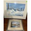 Image 1 : Two Framed Winter and Lakeside Landscape Prints with Matting