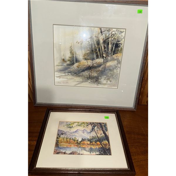 Two Framed Watercolour Landscape Prints with Mattes