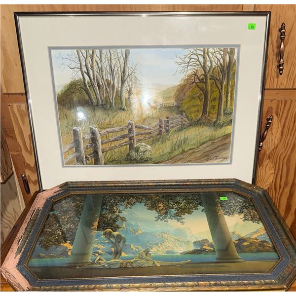 Framed Rural Landscape Print, Framed Maxfield Parrish Style Print