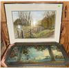 Image 1 : Framed Rural Landscape Print, Framed Maxfield Parrish Style Print