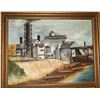 Image 3 : H Glover Industrial Building Oil Painting and Framed River Landscape Print