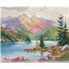 Image 2 : Paintings by Elise Budney: Mountain Lake Scene and Fold-Out Rustic Cabin