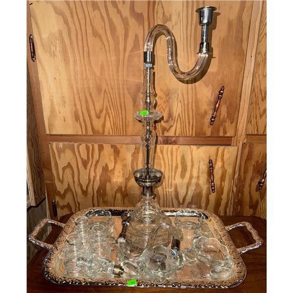 Glass and Metal Hookah Parts with Tray, Build-Your-Own Hookah Components