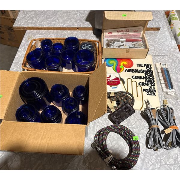 Noxzema Bottles, Airbrushing for Ceramics Book, and Airbrush Kit