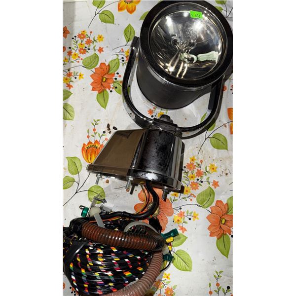 Vintage Handheld Searchlight with Metal Housing and Handle