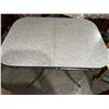 Image 2 : Chrome Table with Grey Patterned Laminate Top and Curved Legs