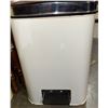 Image 2 : Vintage Wood Table with Turned Legs and Two Vintage Metal Step Garbage Cans