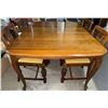 Image 2 : Antique Snail Foot Dining Table with Six Carved Wood Chairs