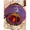 Image 3 : Hanging Cranberry Glass Lamp with Brass Mount