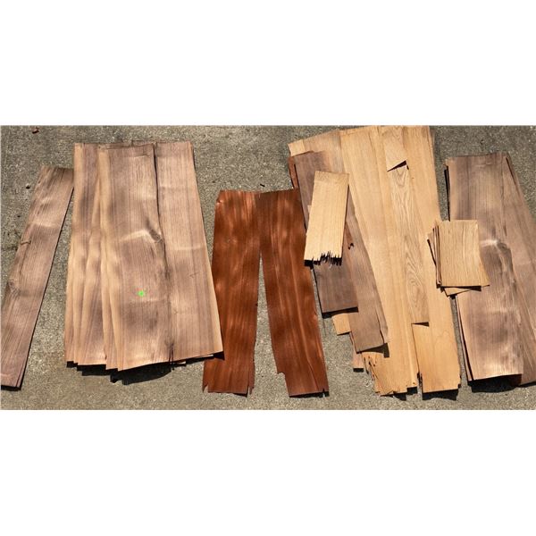 Hardwood Veneer Offcuts — Assorted Species, Longest Pieces Approx 3 Feet