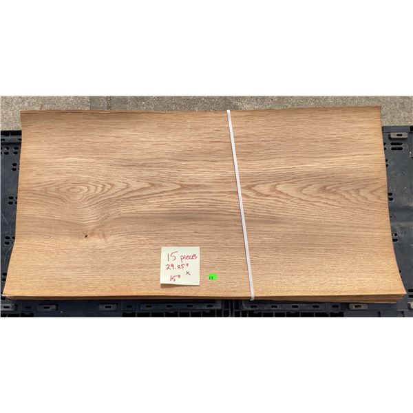 Bundle of 15 Flatsawn Oak Veneer Sheets, Approx. 29x15 Inches Each