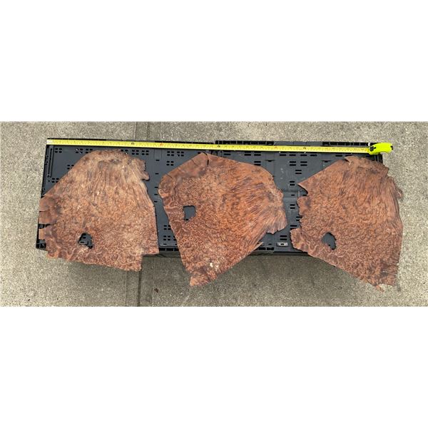 12 Redwood Burl Veneer Sheets, Including 3 Matched Pieces, Figured Wood Grain