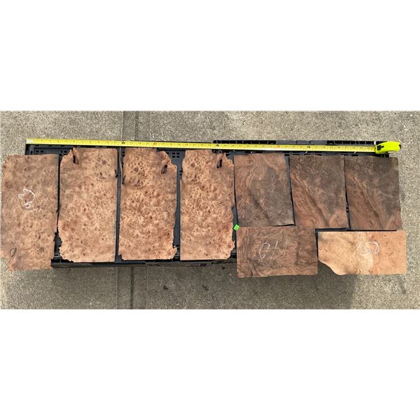 Maple Burl Veneer Sheets, Lot of at Least 8 Pieces, Various Sizes