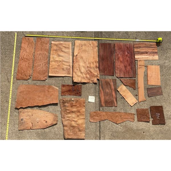 Approx 20 Pieces Assorted Wood Veneers, Various Species and Grain Patterns