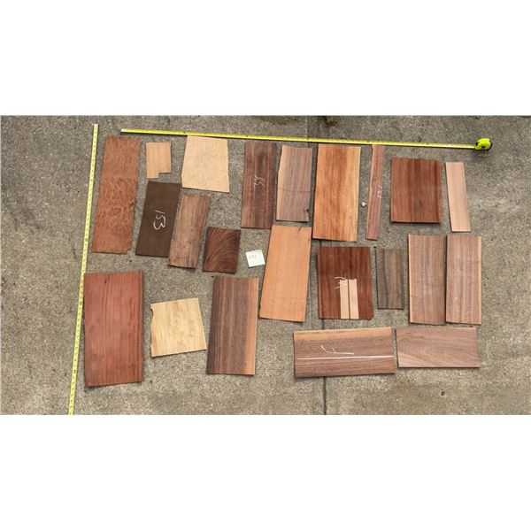 Approx 20 Mixed Wood Veneer Sheets Assorted Sizes and Wood Types