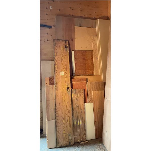 Plywood and MDF Lot Including Full and Miscellaneous Sheets Up to 8 Foot Tall, 20+ Pieces