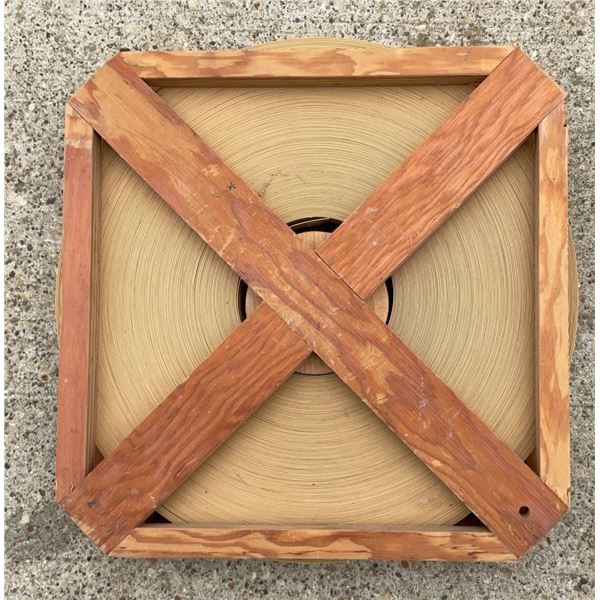 Spool of 1 Inch Woodgrain Edging Laminate in 14 Inch Homemade Wood Frame