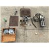 Image 1 : Wooden Box With 25 Lbs. Nuts and Bolts, Cast Iron Grates, Heater, Pipe Fittings and Hardware