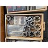 Image 10 : Tap and Die Sets in Solid Wood Boxes With Assorted Dies, Taps, and Handles