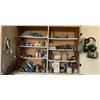 Image 1 : Woodshop Cupboard Lot With Hand Tools, Hardware, Safety Gear, and Shop Supplies