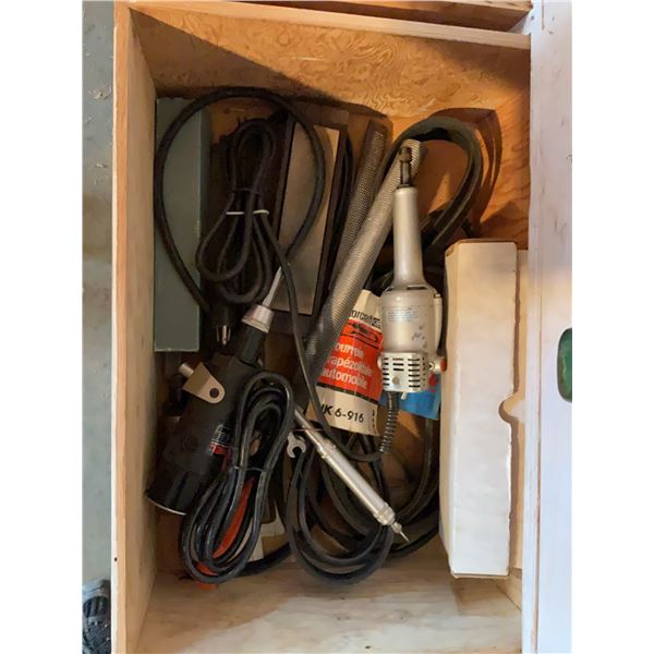 Wood Shop Drawer Lot with Dremel Tools, Files, and Sharpening Stones