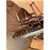 Image 4 : Woodshop Corner Lot with Hand Tools, Metal Parts, Pulleys, and Racks as Pictured