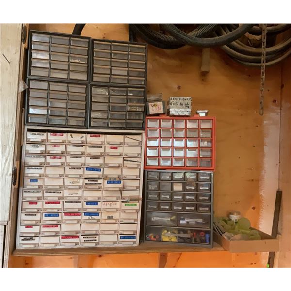 Woodshop Mini Drawer Storage Cabinets With Contents Including Hardware and Small Parts