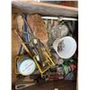 Image 1 : Wood Shop Drawer Lot With Hand Tools, Screws, Fasteners, Jar and Tin Containers